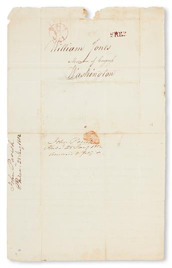 (SLAVERY AND ABOLITION.) [THOMAS JEFFERSON] PARRISH, JOHN. Autograph Letter Signed to William Jones.